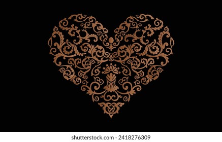 Golden heart, black background, Luxury