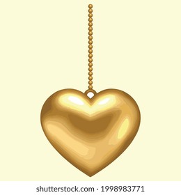 golden heart with chain vector