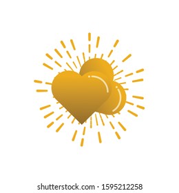Golden heart confetti for birthday party or balloon festival design. 