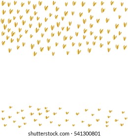 Golden Heart Falling On White Background. Vector Illustration