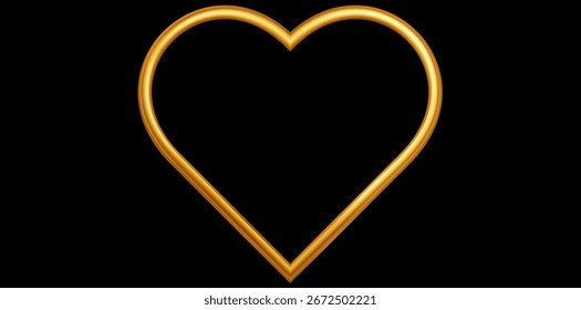 Golden Heart Frame Design Vector Illustration.	