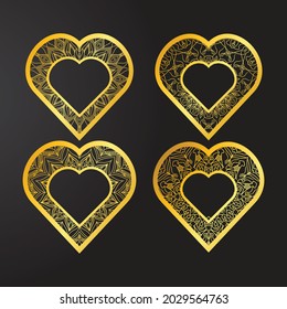 Golden Heart Frame love Monogram vector set illustration