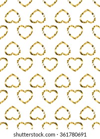 Golden Heart Glitter Background. Seamless pattern. Great design for Valentine's Day