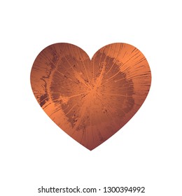 Golden heart with gradient and abstract texture isotated on white background. Element for greeting card, Valentine's Day, wedding. Creative concept. Vector illustration