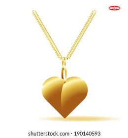 golden heart isolated on white background vector