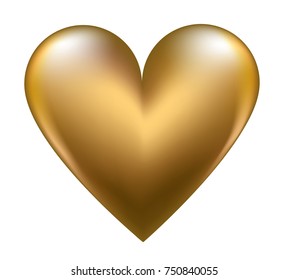 Golden heart isolated on white