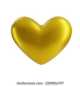 The golden heart is isolated in a realistic 3d style. Vector clipart. Decorative element for a holiday