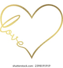 golden heart with love and transparent background