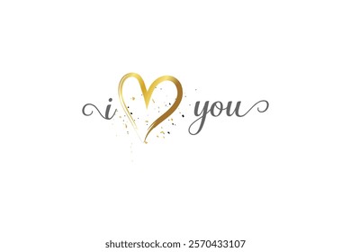 Golden Heart, I Love You, Confetti, Romantic, Elegant, Design, Celebration, Valentines, Passion