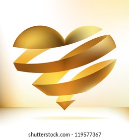 Golden heart on a beidge background.  + EPS8 vector file