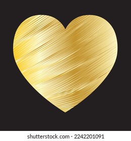 Golden heart on black background, luxury concept