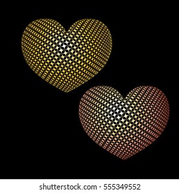 Golden heart on black background.Vector illustration.