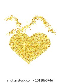 Golden heart on a white background