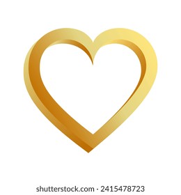 Golden heart on a white background. Design element. Vector illustration