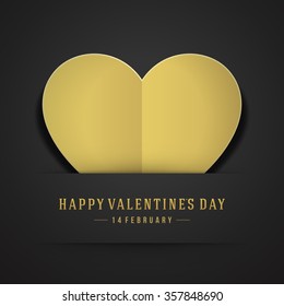 Golden Heart from paper Valentines day Greeting Card vector background. Good for Valentines day invitation, Valentine card, Valentines day background.