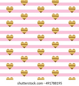 golden heart pattern with stripped background vector illustration