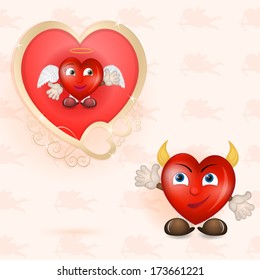 Golden heart picture with cartoon hearts 