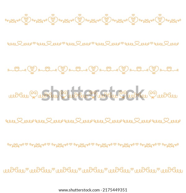 Golden heart seamless\
border template concept collection. Doodle vector illustration.\
Perfect for wedding card decoration, banner, invitation,\
poster.\
\
\
\
\
