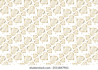 Golden Heart Seamless Pattern Design