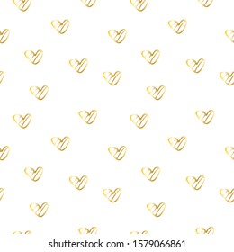 Golden heart seamless pattern. Valentines day backdrop