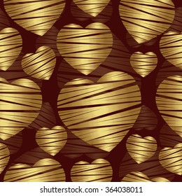 Golden Heart seamless pattern. Valentine's Day (14 February). Vector background