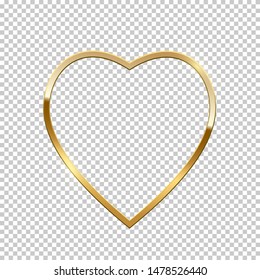 Golden heart shape border isolated on transparent background. Vector golden frame. Valentine s Day. Jewelry boutique, gift shop, store. Wedding, marriage proposal poster idea