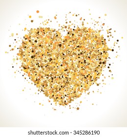 Golden heart shape dots vector illustration.