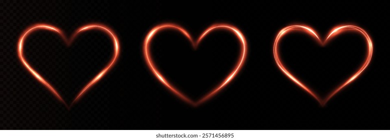 Golden Heart with Sparkling Light Effect: Glitter Particles and Flash Highlights on Transparent Background. Perfect for Holiday Cards, Invitations, and Banners
