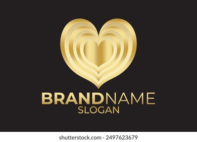 Golden heart symbol design. Heart logo.