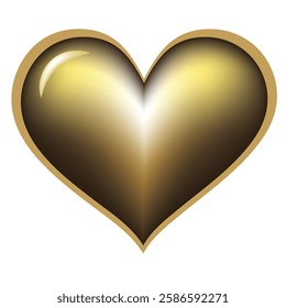 Golden heart symbol for February date, vector illustration