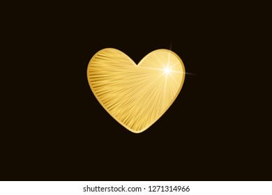 Golden Heart for Valentine's Day greeting card. Vector illustration EPS10