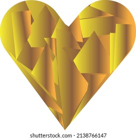 Golden heart Vector .Gold heart icon