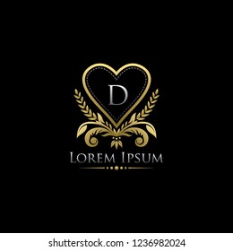 Golden Heart Wedding Badge, D Letter Logo