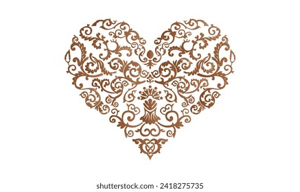 Golden heart, white background, off white