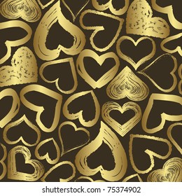 Golden hearts background vector