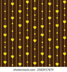 Golden hearts and beads pattern