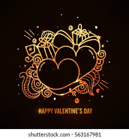 Golden hearts doodle design for Happy Valentines Day celebrations.