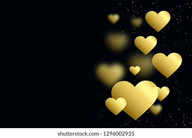 golden hearts on black background