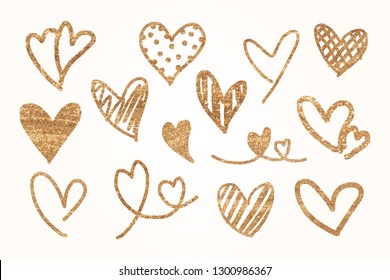 Golden hearts pattern wallpaper vector collection