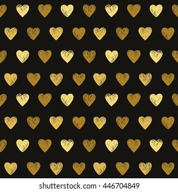 Golden hearts seamless pattern. Great for Baby, Valentine's Day, Mother's Day, wedding, scrapbook, surface textures.