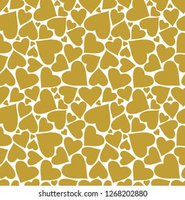 Golden hearts seamless pattern. Perfect for wrapping paper or fabric. 