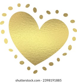 golden hearts with transparent background. Gold foil texture.