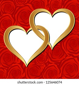 golden hearts with transparent space insert for picture