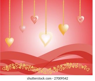 golden hearts - vector