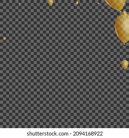 Golden Helium Background Transparent Vector. Confetti Label Design. Yellow Latex Air. Toy Circus Banner.