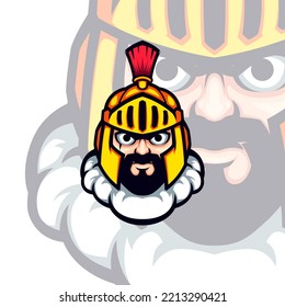 Golden Helmet King Knight Head Vector Mascot