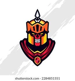 Golden Helmet Skull Undead Soldier Mascot Logo