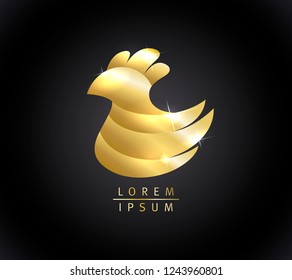 Golden hen logo design concept