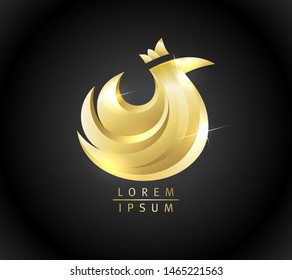 Golden hen logo design concept