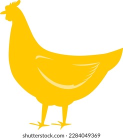 Golden hen silhouette. Domestic bird. Vector illustration.